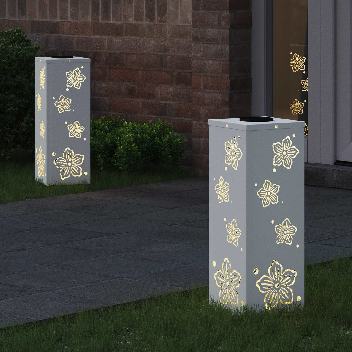 Vidaxl solar led pad licht 2 pcs wit koudgewalst staal