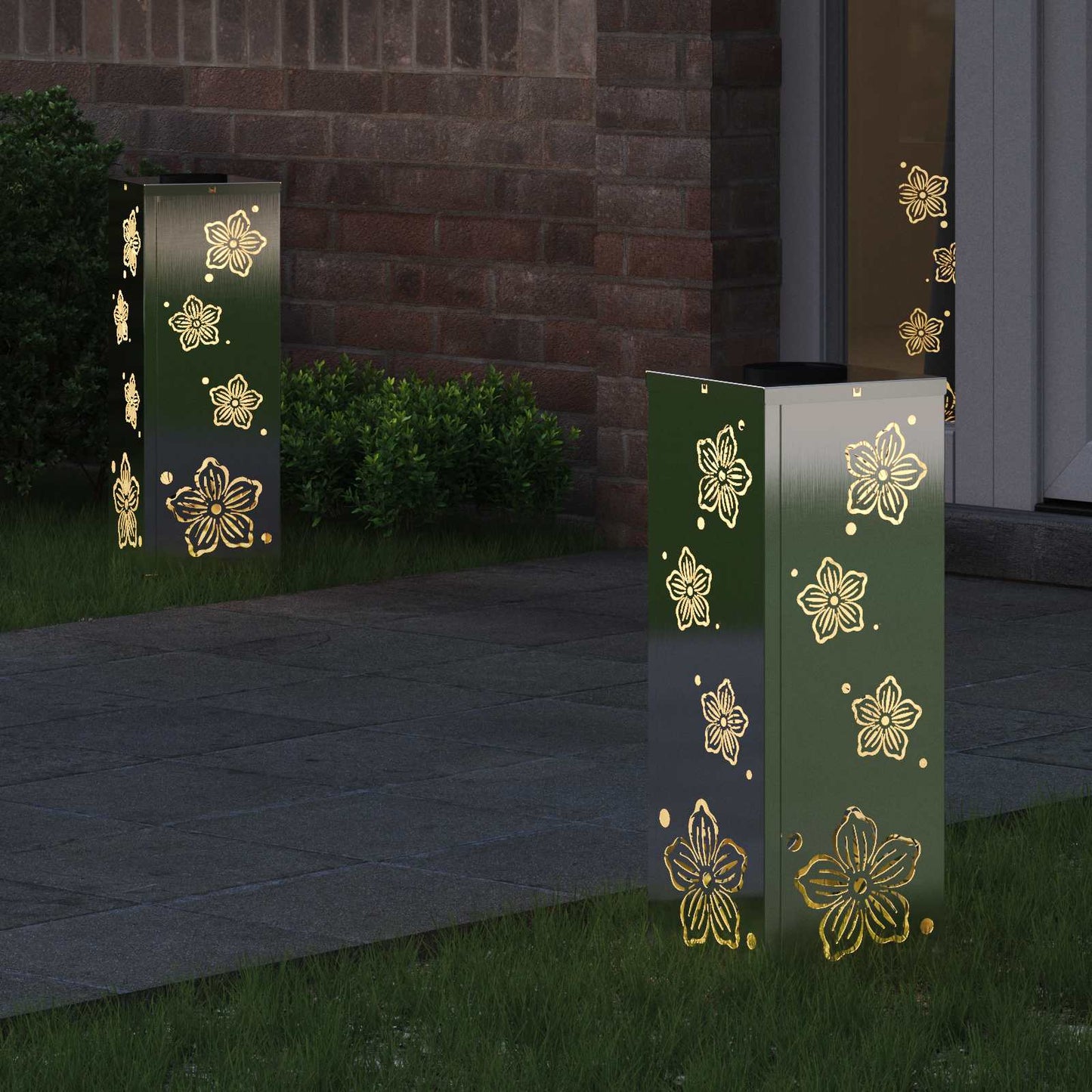 Vidaxl solar led pad licht 2 pcs zilver roestvrij staal