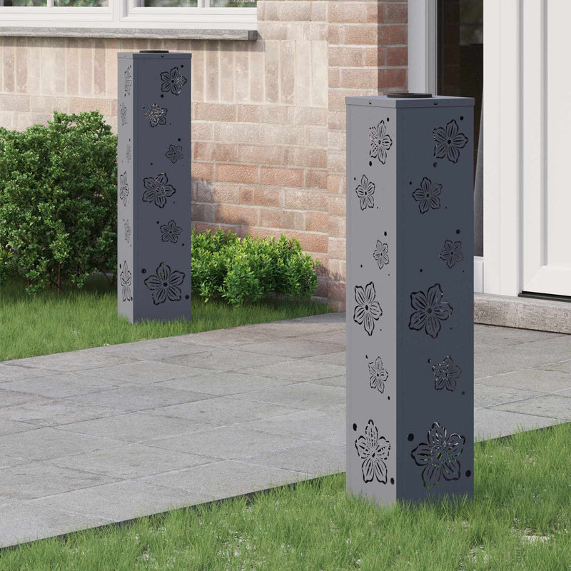 Vidaxl solar led pad licht 2 pcs antraciet koudgewalst staal