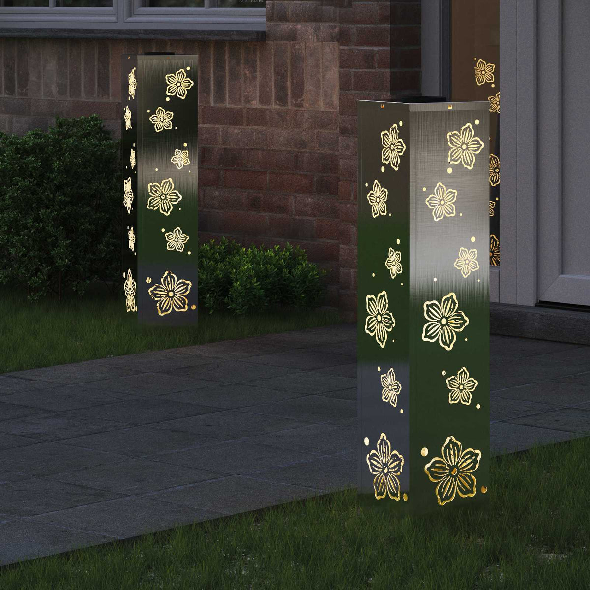 Vidaxl solar led pad licht 2 pcs zilver roestvrij staal