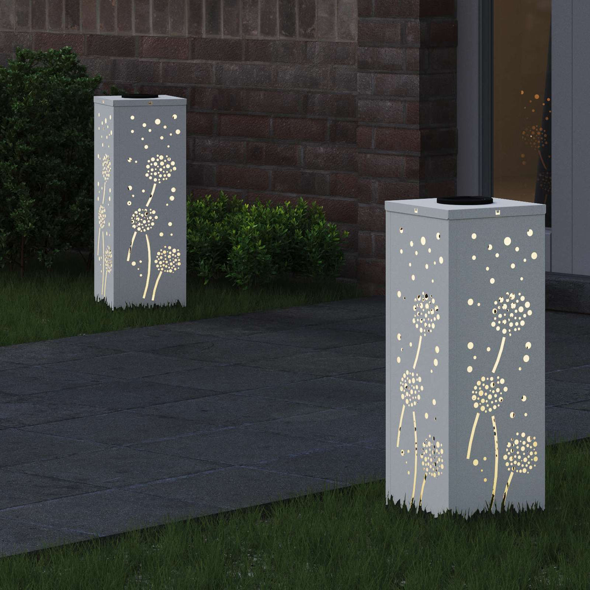 Vidaxl solar led pad licht 2 pcs wit koudgewalst staal