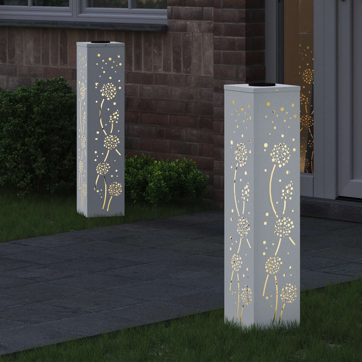 Vidaxl solar led pad licht 2 pcs wit koudgewalst staal