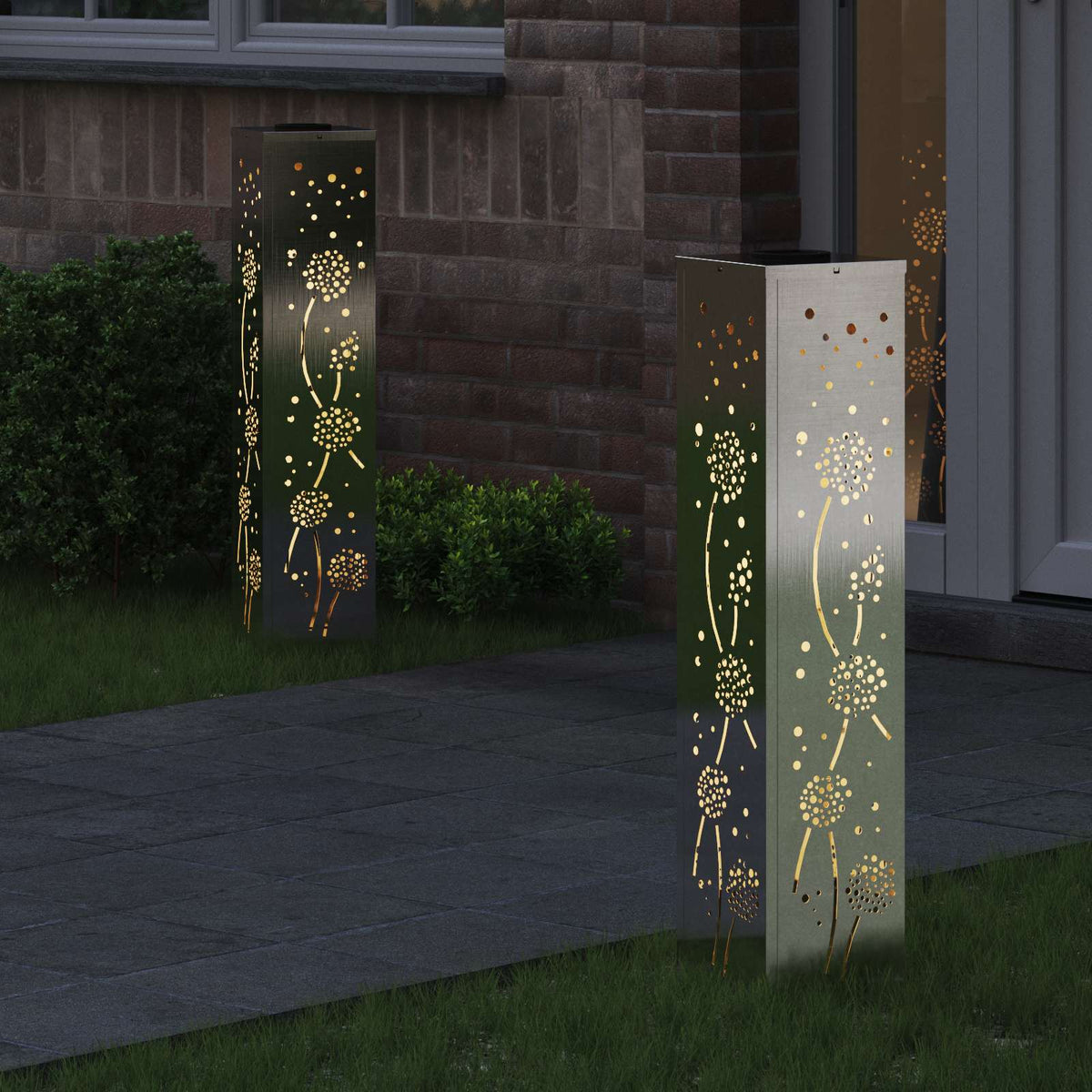 Vidaxl solar led pad licht 2 pcs zilver roestvrij staal