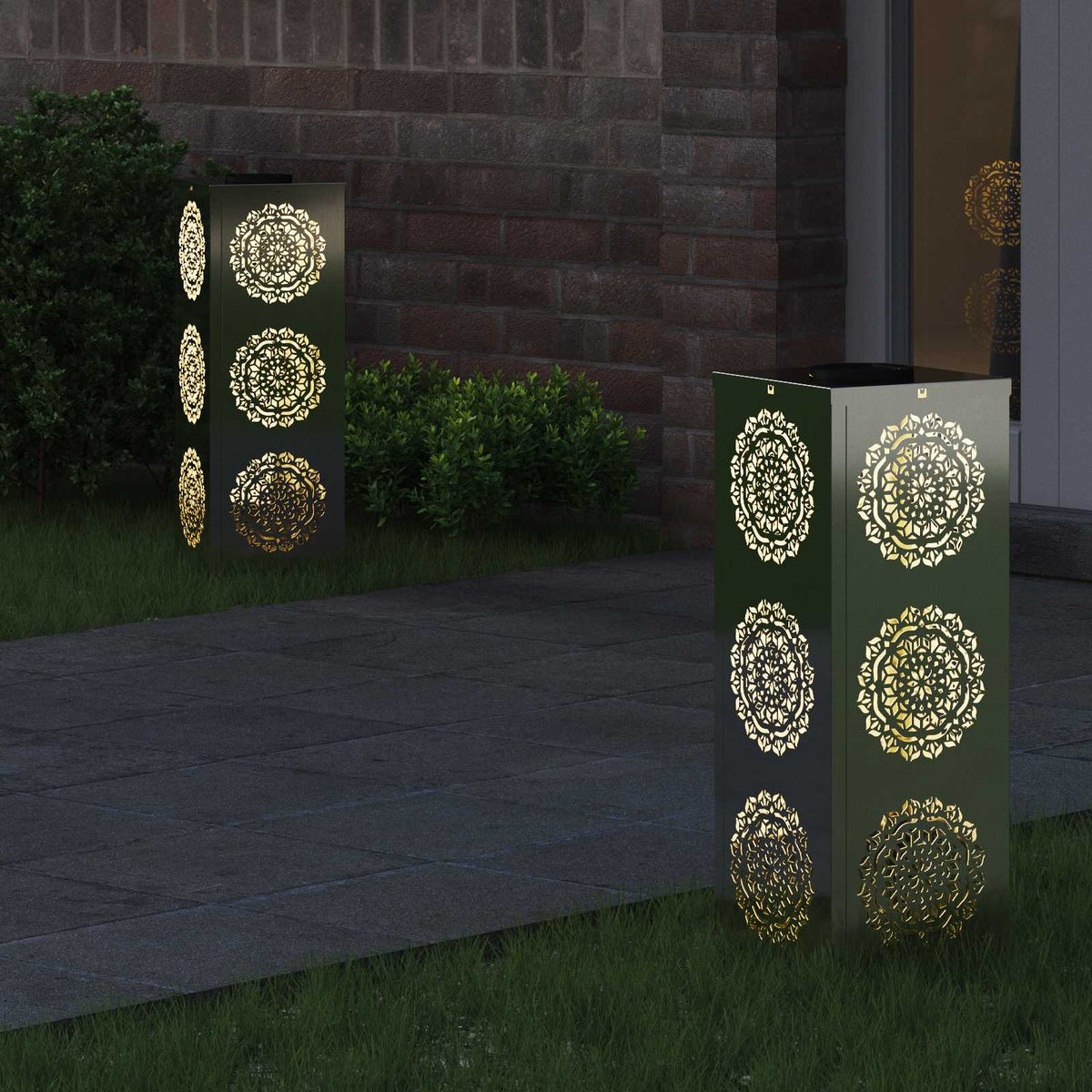 Vidaxl solar led pad licht 2 pcs zilver gegalvaniseerd staal