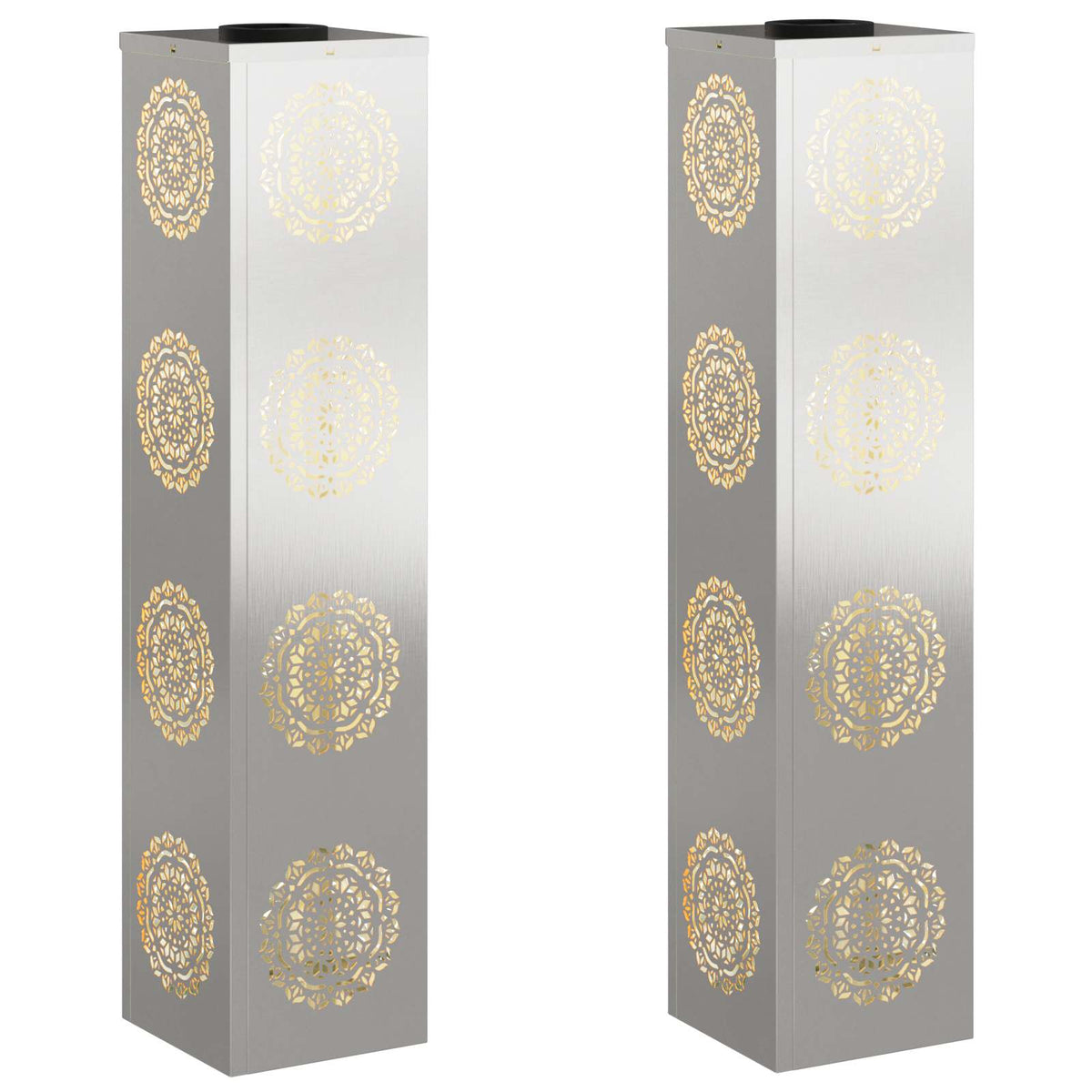 Vidaxl solar led pad licht 2 pcs zilver roestvrij staal