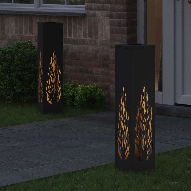 Vidaxl solar led pad licht 2 pcs zwart koudgewalst staal