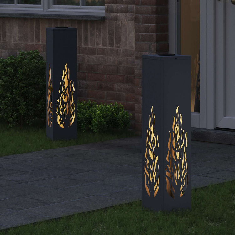 Vidaxl solar led pad licht 2 pcs antraciet koudgewalst staal