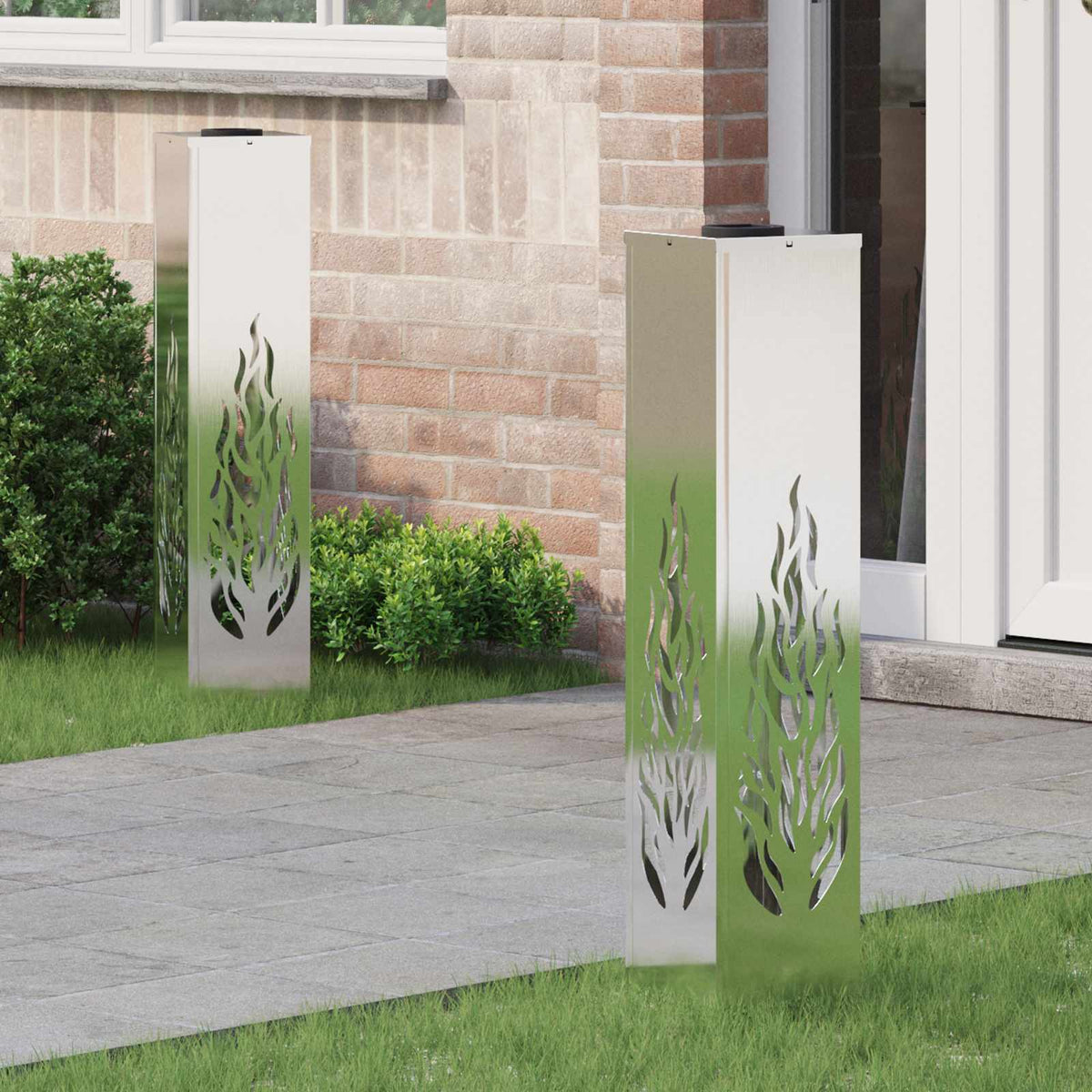 Vidaxl solar led pad licht 2 pcs zilver roestvrij staal