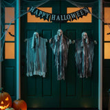 Vidaxl halloween hangende spook 3 st zwart 66 x 110 cm polyester - afbeelding 1