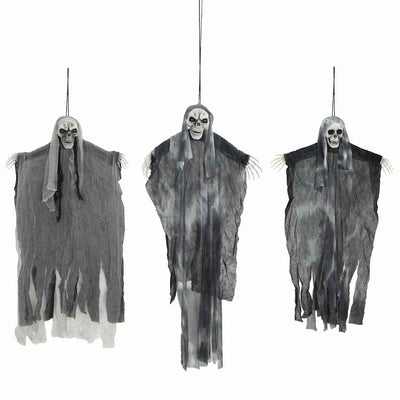 Vidaxl halloween hangende spook 3 pcs zwart 66 x 110 cm polyester