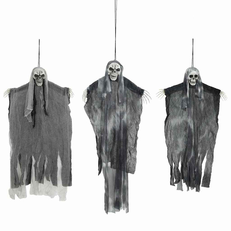 Vidaxl halloween hangende spook 3 st zwart 66 x 110 cm polyester