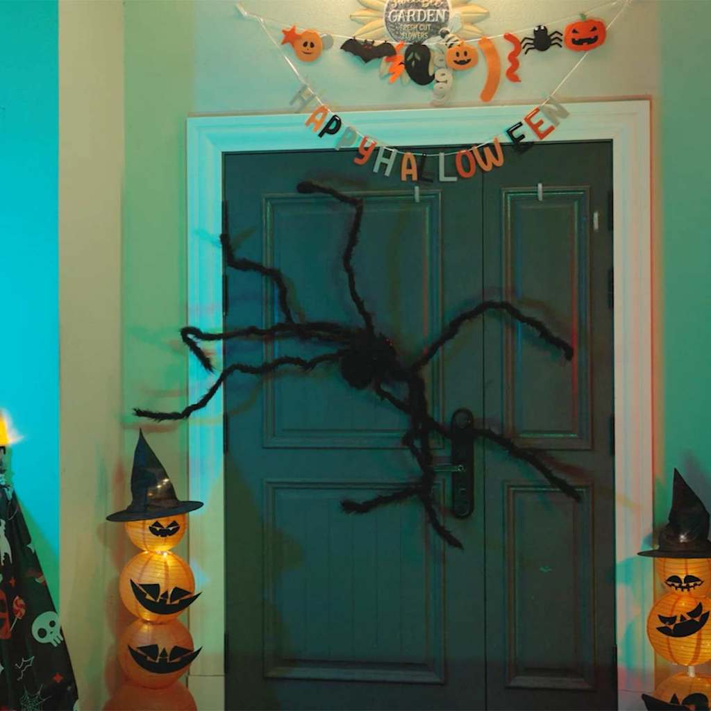 Vidaxl halloween spin decoratie 3 pcs zwart 150 cm polyester en staal