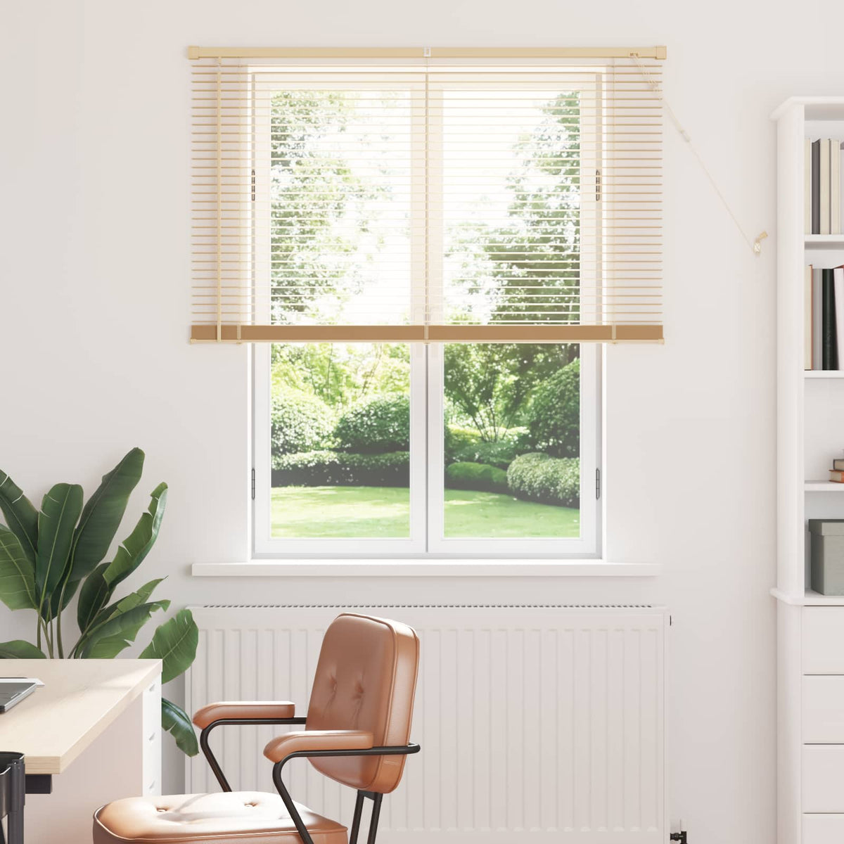 Vidaxl venetiaanse blind lichtbruin met patroon 150 x 110 cm pvc