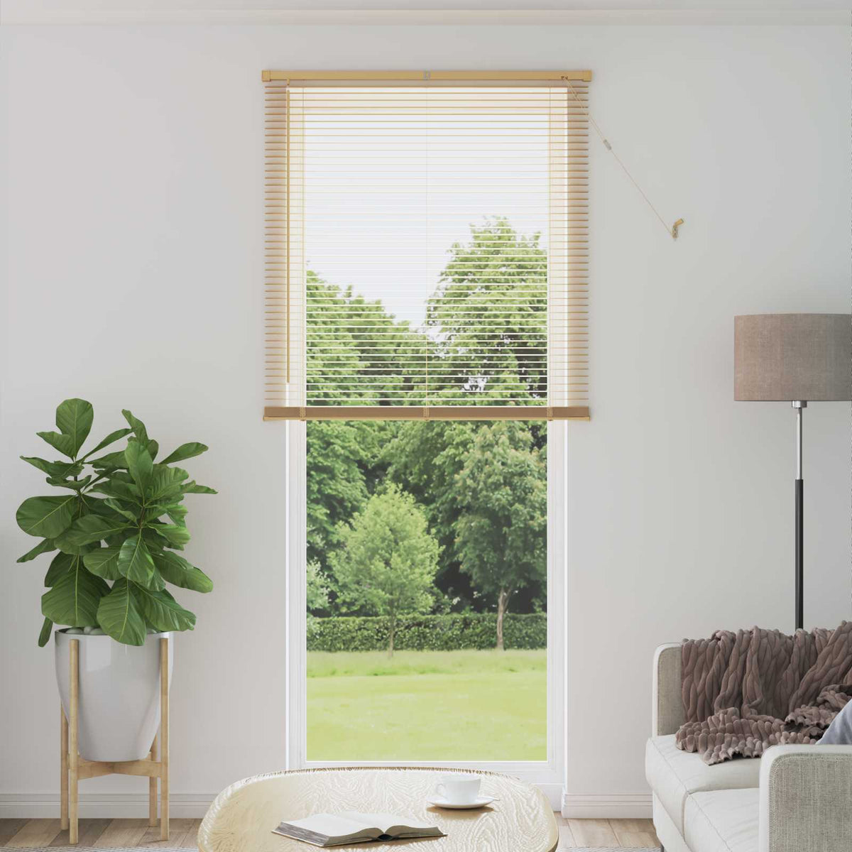 Vidaxl venetiaanse blind lichtbruin met patroon 213 x 90 cm pvc