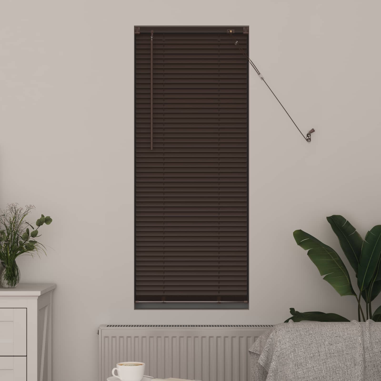 Vidaxl venetiaanse blind donkerbruin met patroon 150 x 50 cm pvc