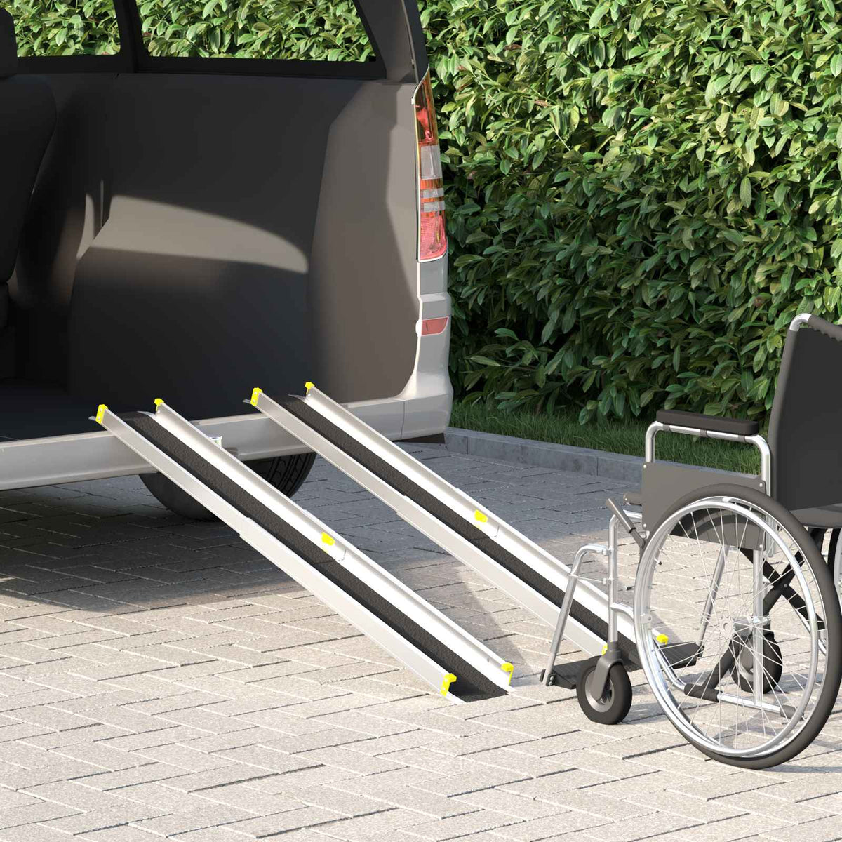 Vidaxl oprit voor rolstoelen 270 kg 2 pcs zwart 152 x 19 x 5,5 cm