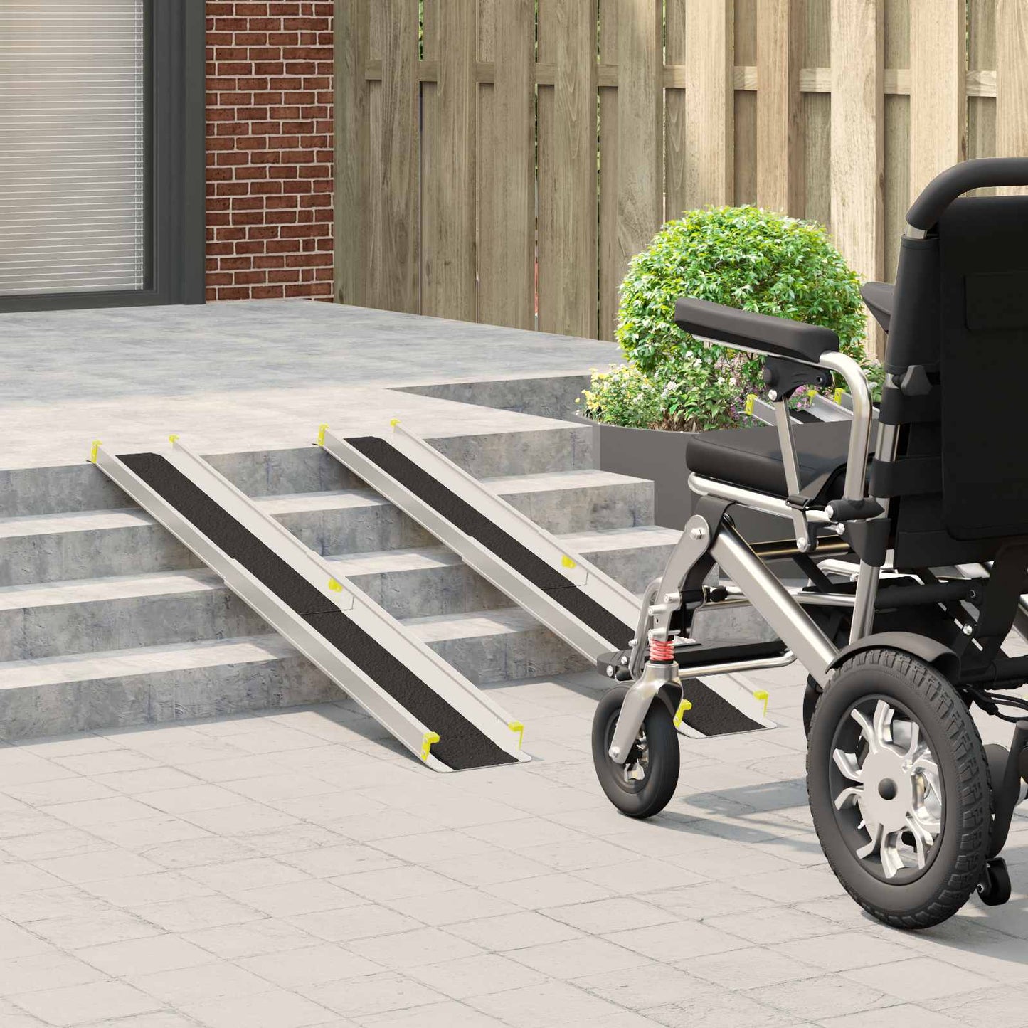Vidaxl oprit voor rolstoelen 270 kg 2 pcs zwart 152 x 19 x 5,5 cm