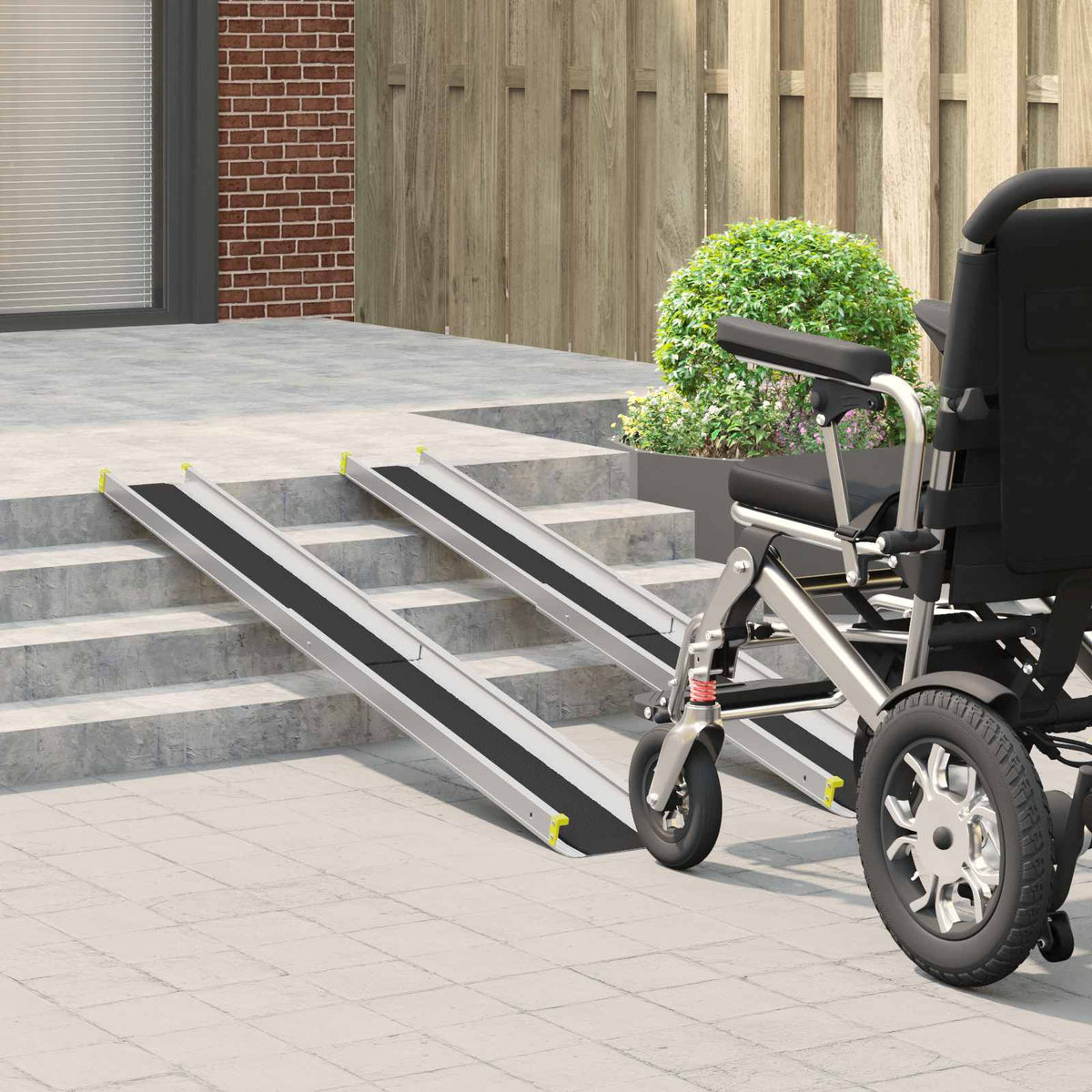 Vidaxl oprit voor rolstoelen 270 kg 2 pcs zwart 183 x 19 x 5,6 cm