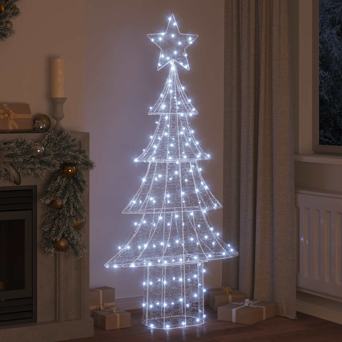 Vidaxl kerstboom met 240 led koudwit 180 cm acryl