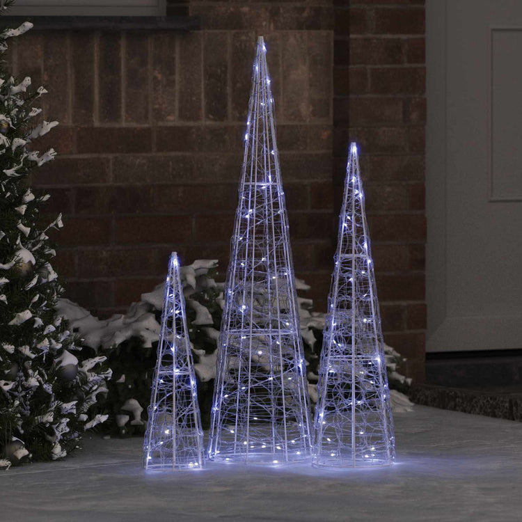 Vidaxl kerstboom 3 st 90 led's koudwit 20 x 20 x 80 cm acryl