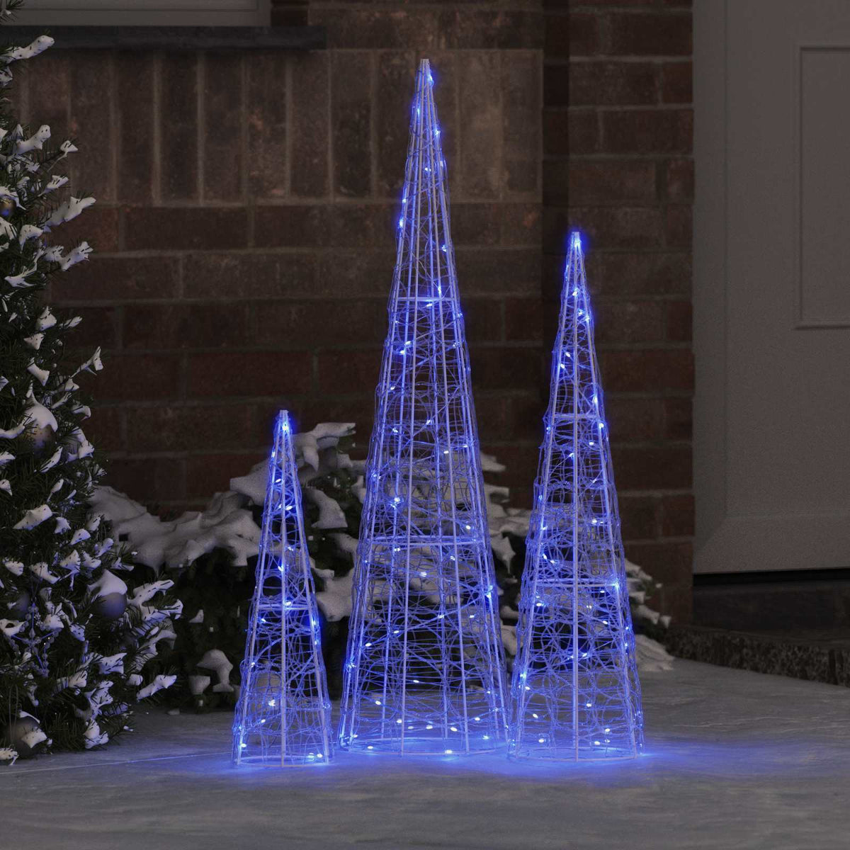 Vidaxl kerstboom 3 st 90 led's blauw 20 x 20 x 80 cm acryl