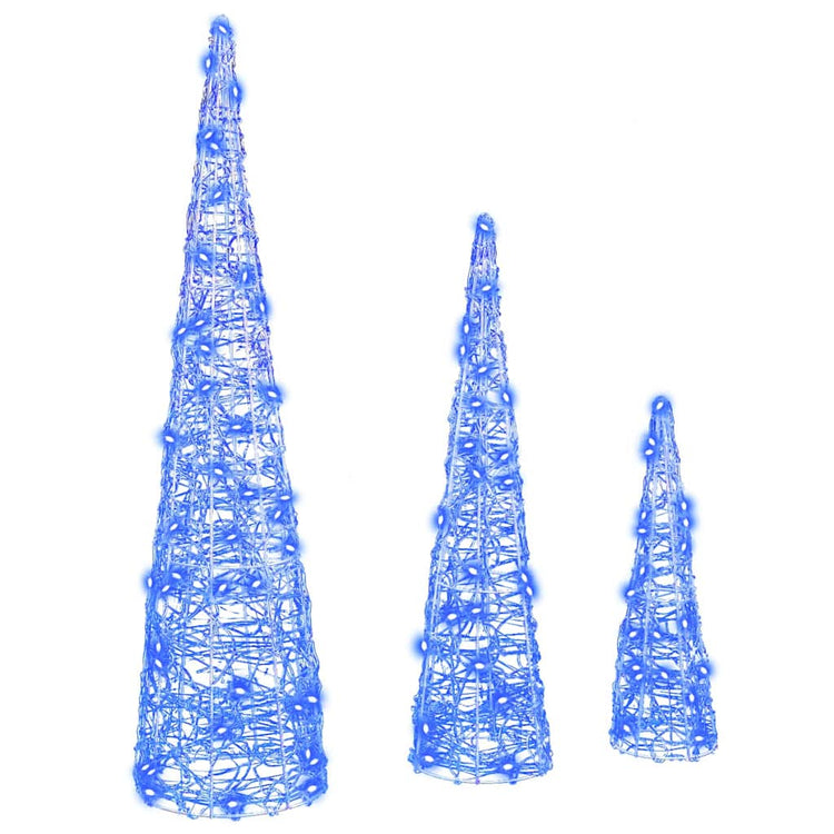 Vidaxl kerstboom 3 st 90 led's blauw 20 x 20 x 80 cm acryl