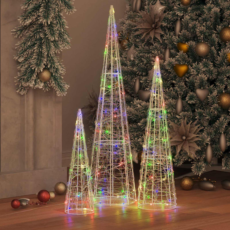 Vidaxl kerstboom 3 st 90 led's multikleur 20 x 20 x 80 cm acryl