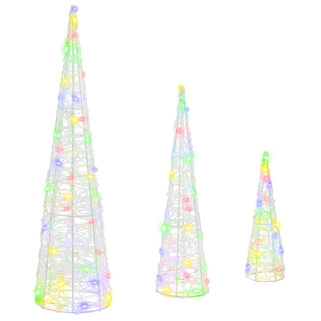 Vidaxl kerstboom met 90 led 3 pcs multikleur 20 x 20 x 80 cm acryl
