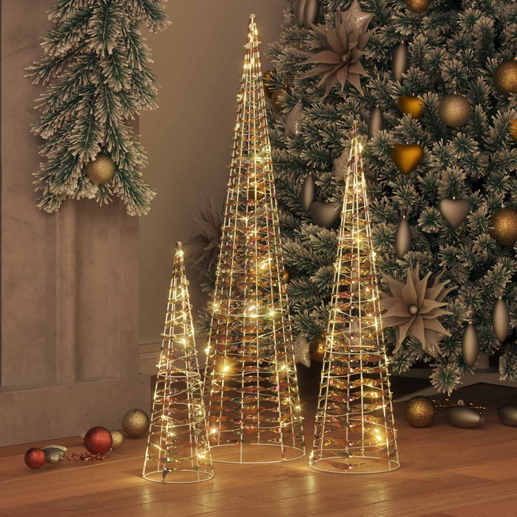 Vidaxl kerstboom 3 st 90 led's warmwit 20 x 20 x 80 cm pet
