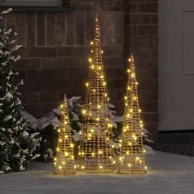 Vidaxl kerstboom met 90 led 3 pcs warmwit 20 x 20 x 80 cm pet