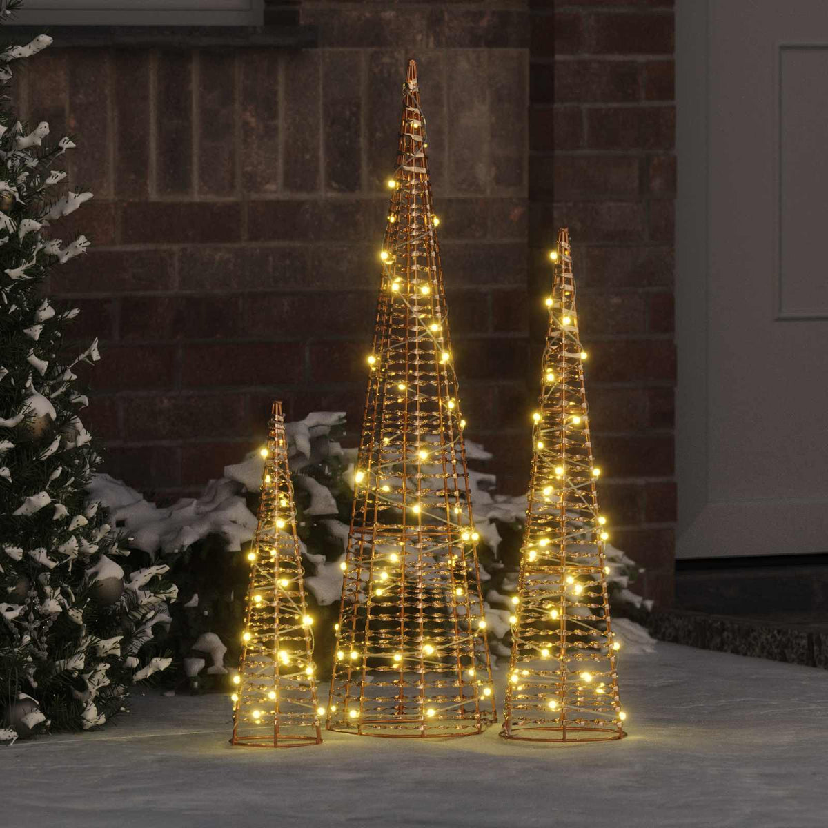 Vidaxl kerstboom 3 st 90 led's warmwit 20 x 20 x 80 cm pet