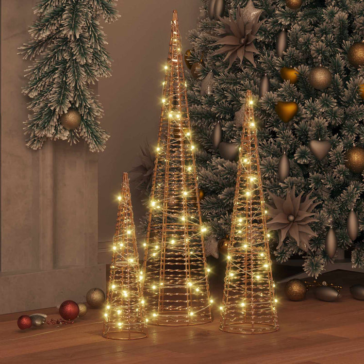 Vidaxl kerstboom 3 st 90 led's warmwit 20 x 20 x 80 cm pet