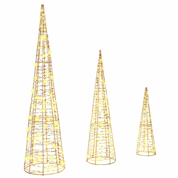 Vidaxl kerstboom 3 st 90 led's warmwit 20 x 20 x 80 cm pet