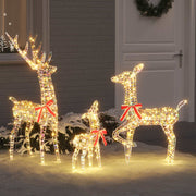 Vidaxl rendier familie met 300 led 3 pcs warmwit 67 x 26 x 127 cm pet - afbeelding 1