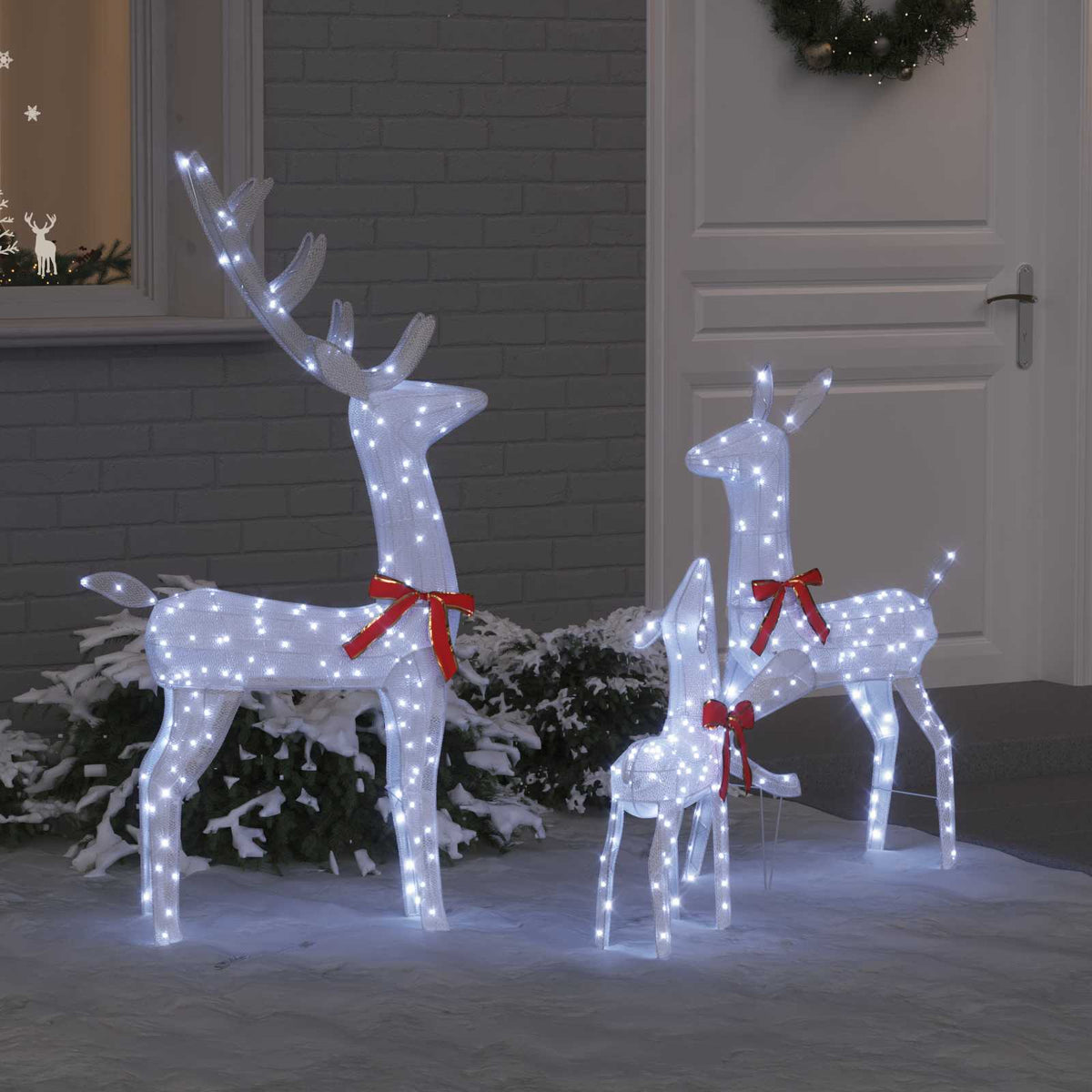 Vidaxl rendierfamilie 3 st 300 led's koudwit 68 x 26 x 127 cm stof
