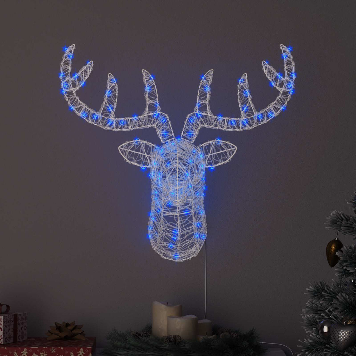 Vidaxl hertenkop 140 led's blauw 68 x 36,5 x 62,5 cm acryl