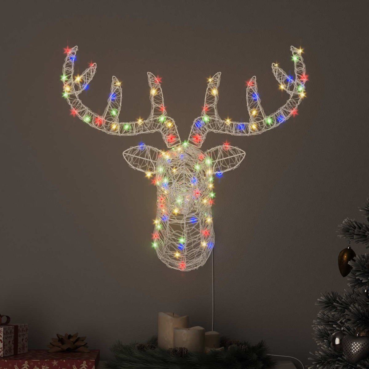 Vidaxl hertenkop 140 led's kleurrijk 68 x 36,5 x 62,5 cm acryl