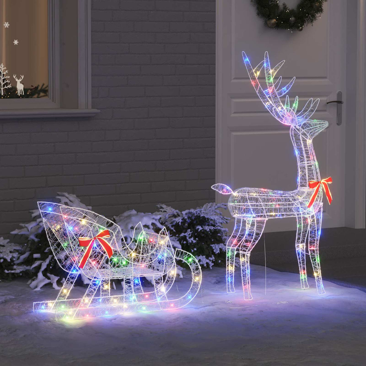 Vidaxl rendier trek slede kleurrijk 70 x 24 x 128 cm acryl 200 led's