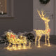 Vidaxl rendier trek slede 200 led's warmwit 70 x 26 x 129 cm pet