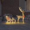 Vidaxl rendier trek slede met 200 led warmwit 70 x 26 x 129 cm pet