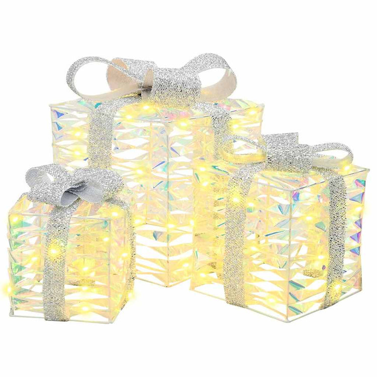 Vidaxl verlichte kerstcadeau doos 3 st 150 led's warmwit