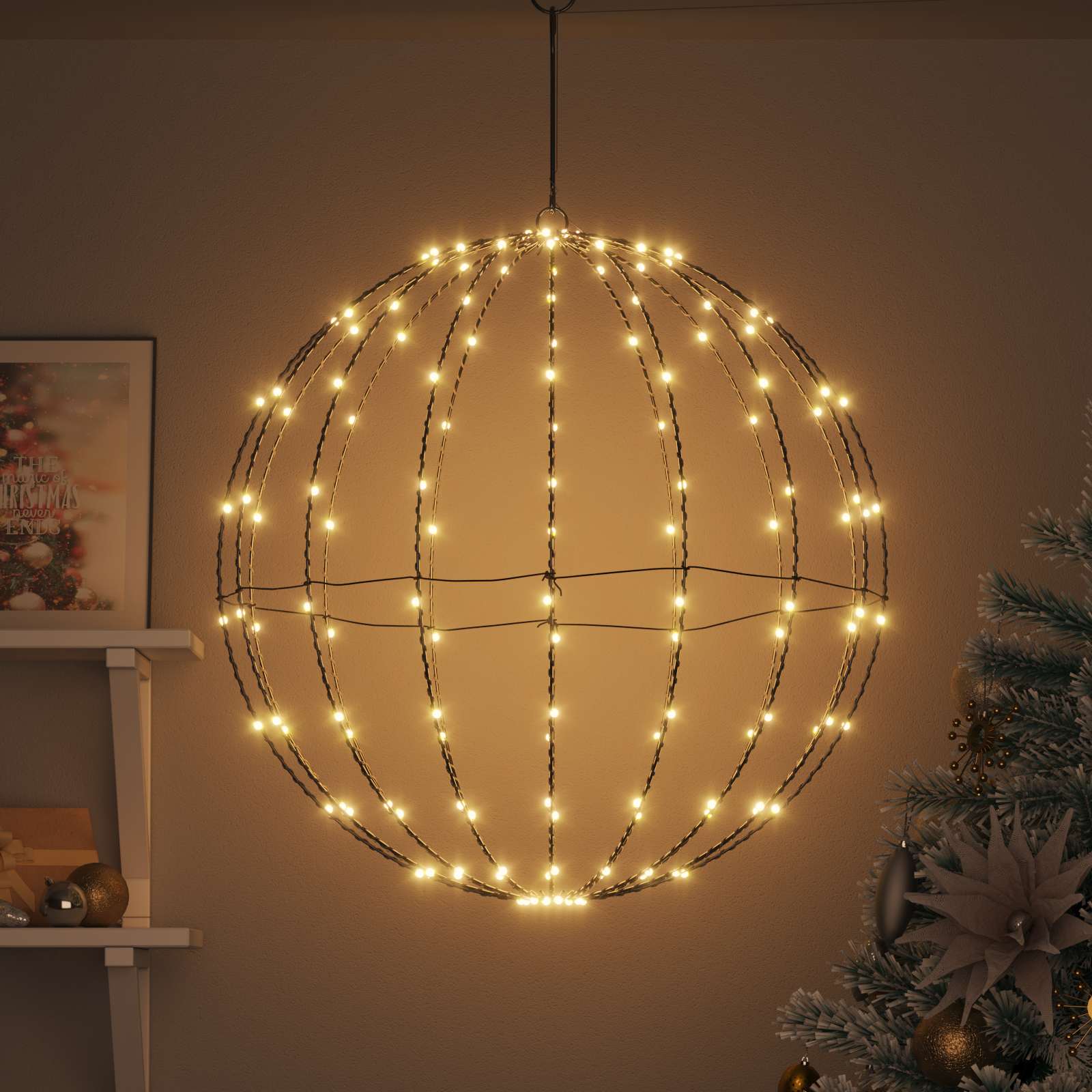 Vidaxl bal met 192 led warmwit 59,5 x 59,5 x 63 cm metaal