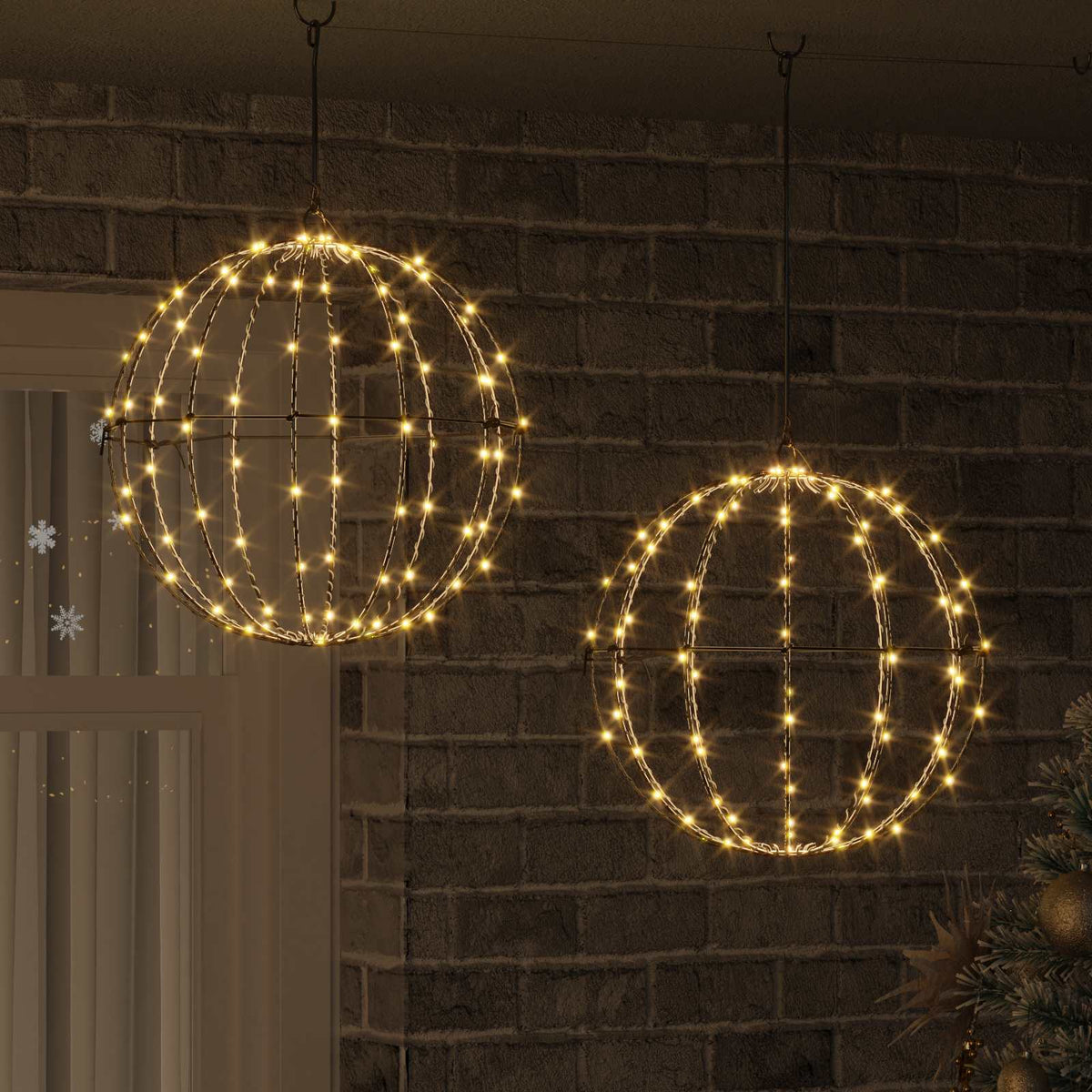 Vidaxl bal met 192 led 2 pcs warmwit 40 x 40 x 43,5 cm metaal