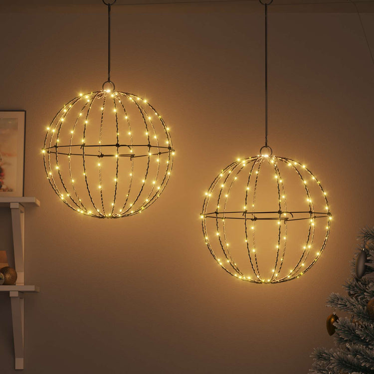 Vidaxl bal met 192 led 2 pcs warmwit 40 x 40 x 43,5 cm metaal