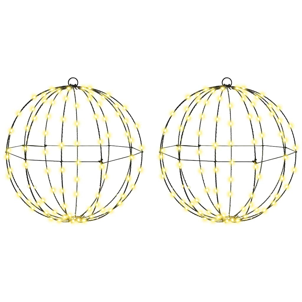 Vidaxl bal met 192 led 2 pcs warmwit 40 x 40 x 43,5 cm metaal