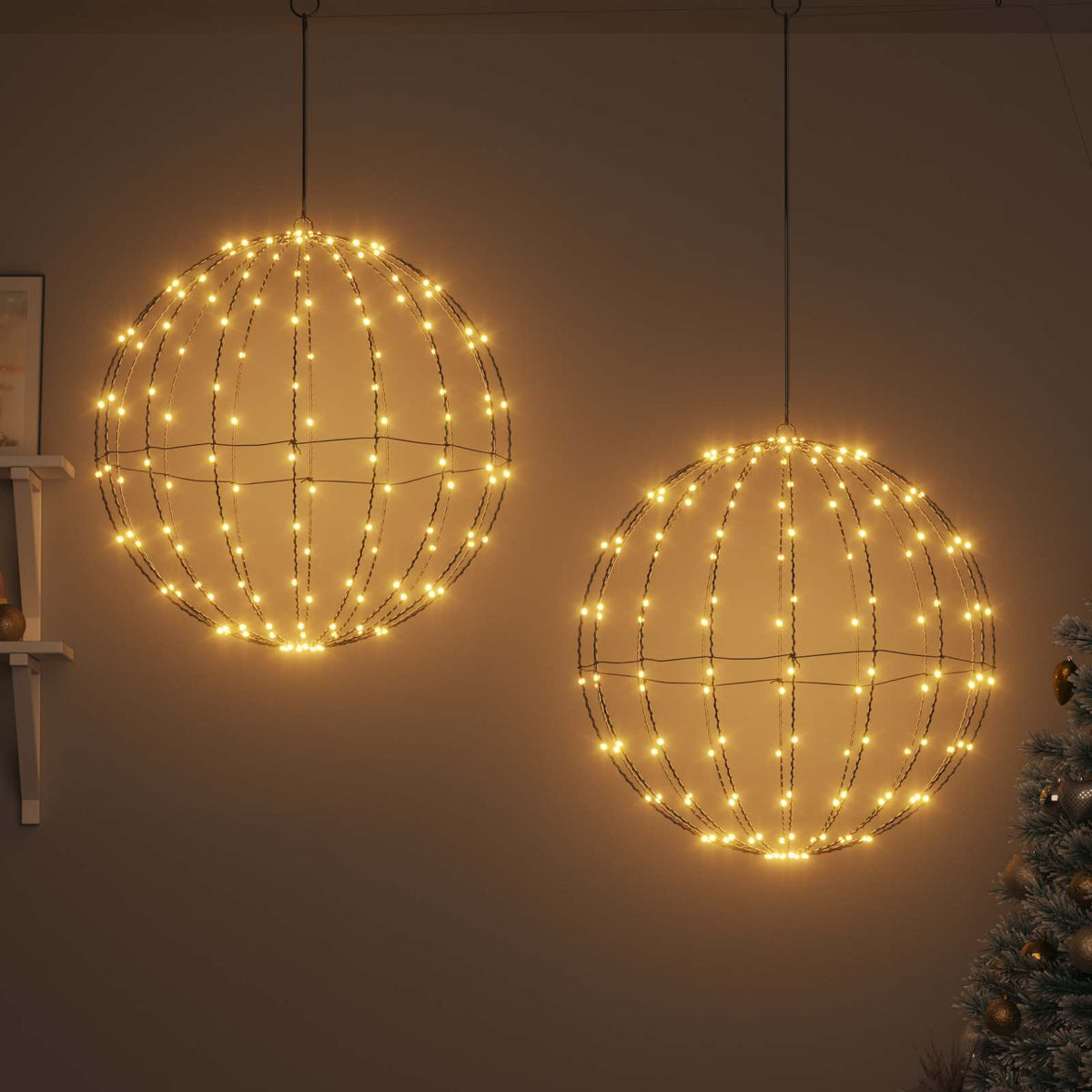 Vidaxl bal met 384 led 2 pcs warmwit 59,5 x 59,5 x 63 cm metaal