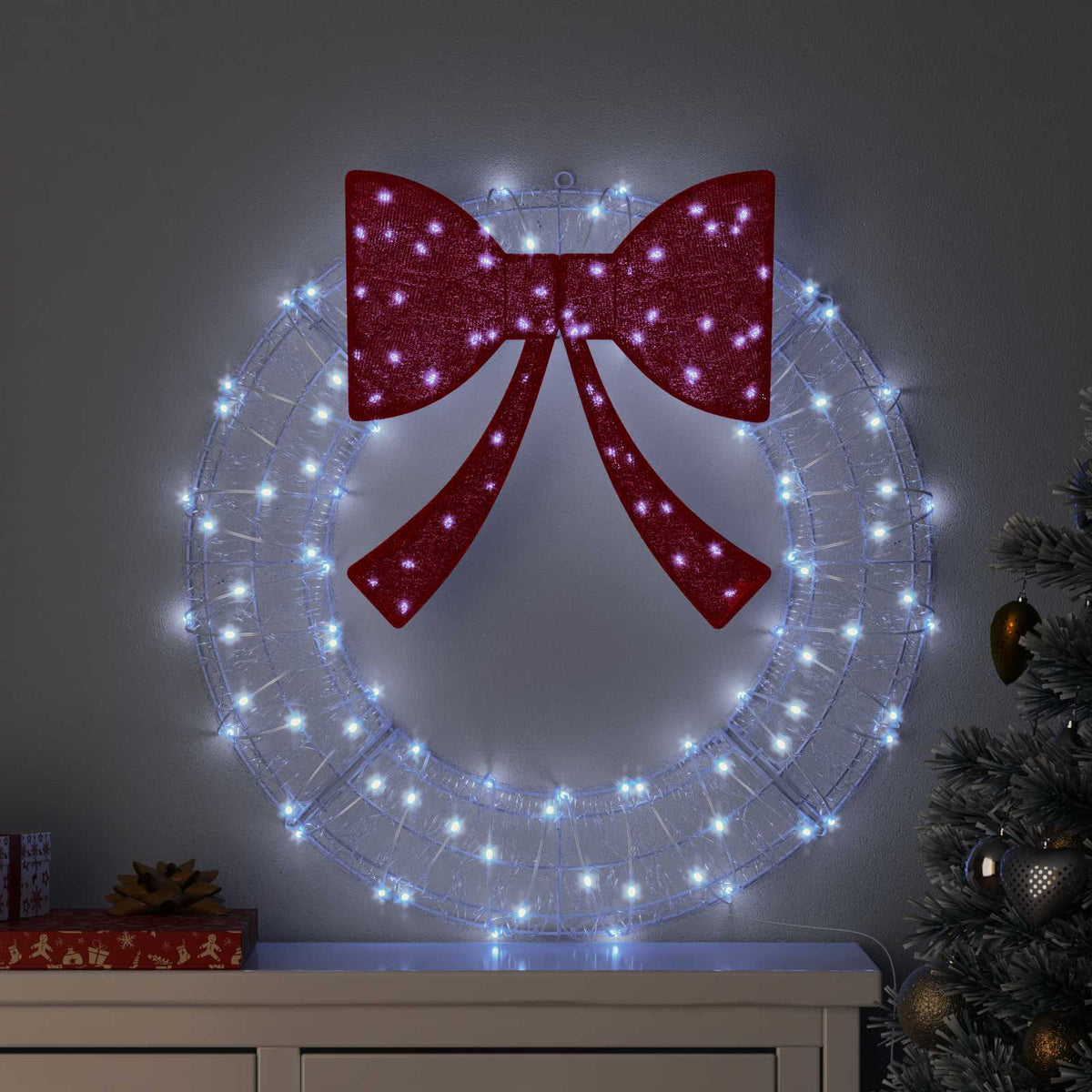 Vidaxl krans 60 led's koudwit 76 x 76 x 8,5 cm acryl