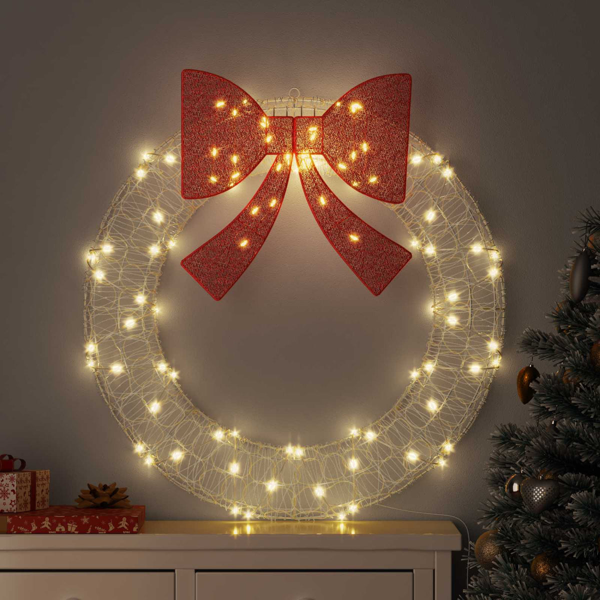Vidaxl krans 80 led's warmwit 92 x 92 x 9,5 cm acryl