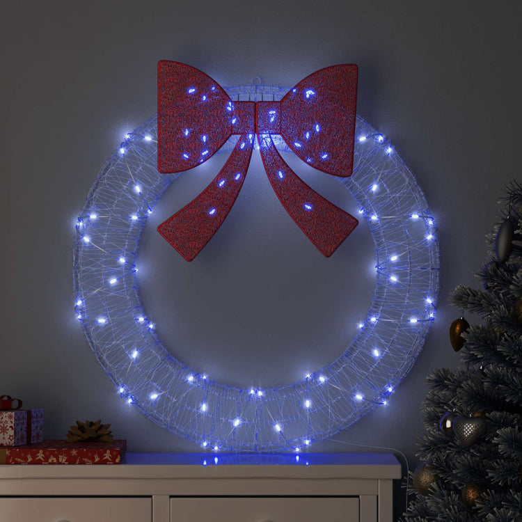 Vidaxl krans 80 led's blauw 92 x 92 x 9,5 cm acryl