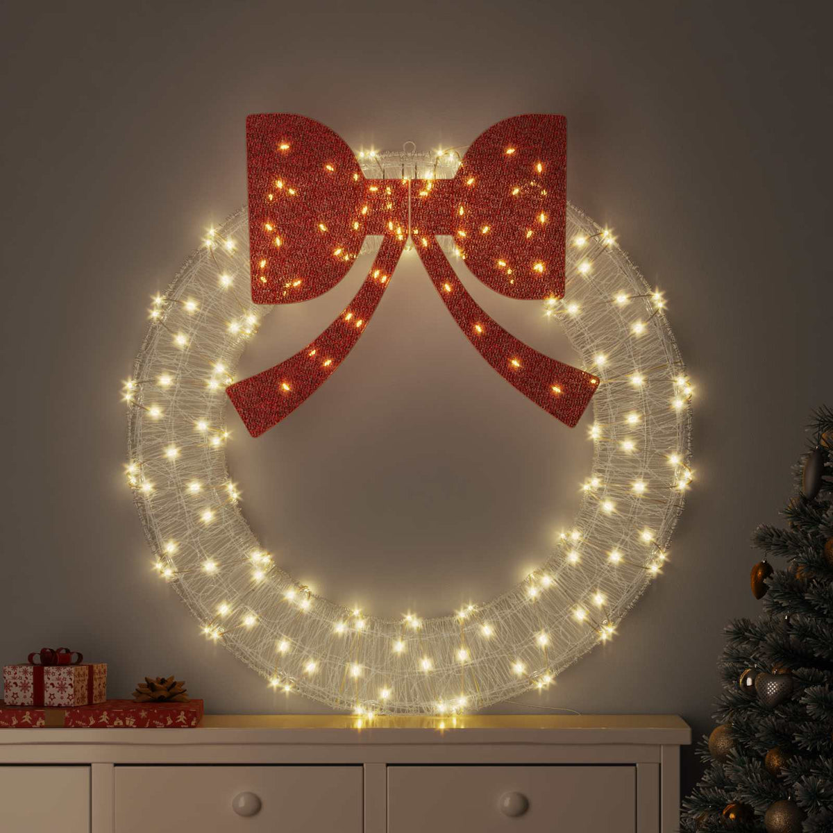 Vidaxl krans met 150 led warmwit 120 cm acryl